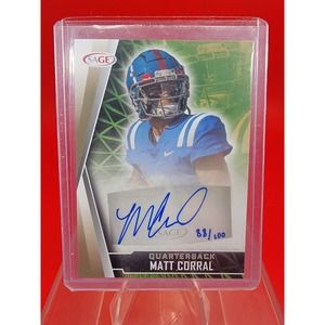 Matt Corral 2022 Sage Hit Red Auto RC Rookie Ole Miss/CAR Panthers QB #A-MC!